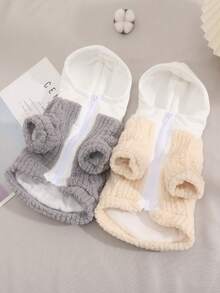 1pc Thickened Hoodie For Dogs In Winter, Suit For Small-sized Dogs Like Bichon, Teddy And Corgi - Beige - View 3