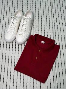 Men Polo Shirts - Burgundy - View 3