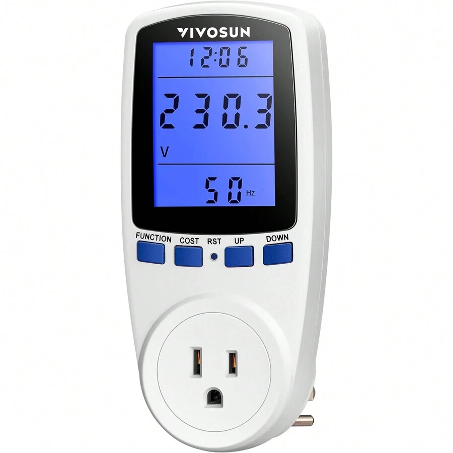 VIVOSUN Electricity Usage Monitor, Plug-in Power Watt Voltage Amps ...