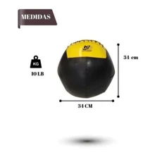 Balon Medicinal 10lb Crossfit Ejercicio Gym Bola Con Peso - Amarillo - Ver 7