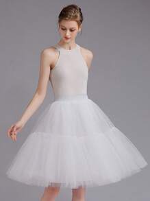 1 件女式及膝公主衬裙薄纱芭蕾舞裙适合舞会派对白色秋季女士服装 - 白色 - 查看 4