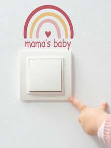 1 Piece Of Rainbow And Mother's Baby English Pattern Color Printed Switch Sticker Diy Self-adhesive Waterproof Home Decoration Sticker 4.21x4.64inches - Multicolor - View 5