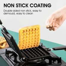 1 pieza Sartén aluminio waffle moderno para cocina,Molde Antiadherente de aleación de Aluminio, Placa Doble para Cocina casera - Negro - Ver 4