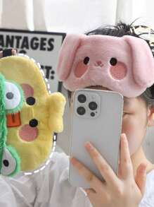 1pc Children's Plush Cartoon Eye Mask With Ice Pack, Light Blocking For Kids' Night Sleep And Fatigue Relief, Outdoors - Green - View 4