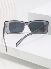 1 件女士时尚眼镜，半透明灰色方形镜框不对称猫眼形，优雅、休闲、简约，适合度假和户外佩戴 - 灰色 - 查看 5