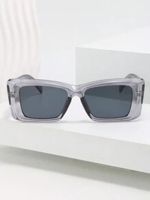 1 件女士时尚眼镜，半透明灰色方形镜框不对称猫眼形，优雅、休闲、简约，适合度假和户外佩戴 - 灰色 - 查看 4