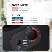 Portable Clothes Dryer, 120 V/850W Electric RV Dryer, Smart Moisture Sensor,  Heating Tumble Clothes Dryer Machine with Stainless Steel Drum for Apartment, Dorm and Home - 黑色 - 查看 5