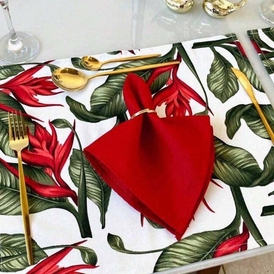 Jogo Americano Flores 06 Lugares Mesa Posta Decoração