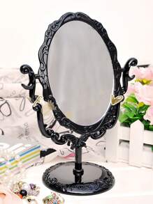 1 Miếng Retro Hoa hồng Mô hình Gương trang điểm Retro Bàn làm việc Gương - màu đen - Xem 2