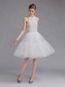 1 件女式及膝公主衬裙薄纱芭蕾舞裙适合舞会派对白色秋季女士服装 - 白色 - 查看 5