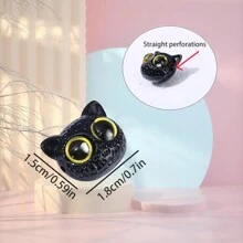 1個水晶芝士黑芝麻小貓咪項鍊手鍊DIY 手鍊項鍊魅力配件 - 黑貓黃眼 - 查看 2