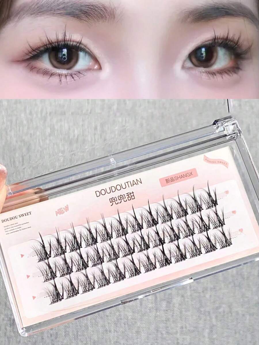 36 Clusters Natural Thick 3d Faux Mink Eyelashes Individual Flare Black ...