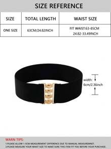 Simple And Versatile Double-buckle Elastic Waistband For Daily Coat And Dress Matching - Black - View 4