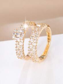 1 對小方形女戒指,設計精緻優雅,適合宴會和派對 - 戒指套裝 - 查看 12