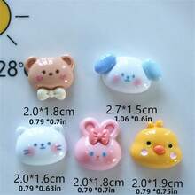 10入組隨機混合卡通動物頭形狀diy珠寶配件、文具、手機殼、鑰匙扣、杯子、鞋子、冰箱磁鐵裝飾貼材質;配有雙面膠帶 - 彩色 - 查看 2