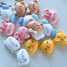 10入組隨機混合卡通動物頭形狀diy珠寶配件、文具、手機殼、鑰匙扣、杯子、鞋子、冰箱磁鐵裝飾貼材質;配有雙面膠帶 - 彩色 - 查看 3