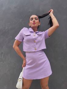 Women Two-piece Outfits - 紫色 - 查看 3