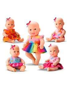 Boneca Diver Mini New Born Bonequinhas 100% Vinil Macio 15cm Brinquedos Meninas - Multicolorido - Visão 2
