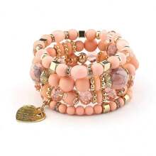 Vòng tay đính cườm trái tim pha lê nhiều lớp theo phong cách Bohemian châu Âu và Mỹ dành cho nữ - Đỏ - Xem 3