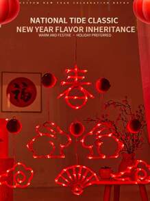 1個鞭炮形狀的節慶新年裝飾燈,led家庭幸運之燈,2024年龍年創意春節裝飾燈 - 紅色 - 查看 2