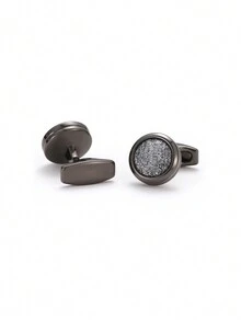 New Arrival Silver Star Shaped Grey Shirt Cufflink - Black - View 3