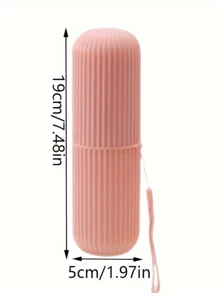 1pc Portable Travel Toothbrush Box Set With Toothbrush Holder, Cover Cup, Toothpaste Tube, Cup For Mouthwash Storage - Pink - View 8