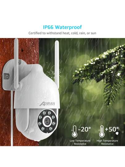 ANRAN Security Camera Outdoor Spotlight Siren, 2K 2.4g WiFi PTZ Wired 360° View, Night Vision, IP66 Waterproof, Two Way Audio, SD Cloud Storage, P2 Wit view 8