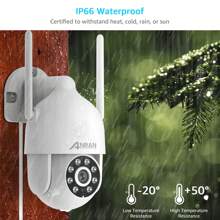 ANRAN Bewakingscamera, wifi, 2 K 3 MP HD nachtzicht, intercomfunctie, geluidsalarm, bewegingsdetectie, 360 buitencamera, draadloos, IP-camera met projector, 2,4 GHz WiFi, P2, wit