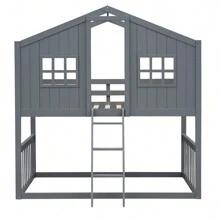Nestfair Twin Over Twin House Bunk Bed With Ladder