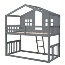 Nestfair Twin Over Twin House Bunk Bed With Ladder