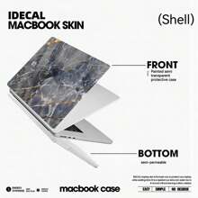 彩色繪製的黑色和灰色大理石圖案筆記本電腦套,適用於macbook,微軟筆記本電腦13.5英寸,微軟筆記本電腦15英寸,微軟筆記本電腦12英寸 - 軍綠色 - 查看 12