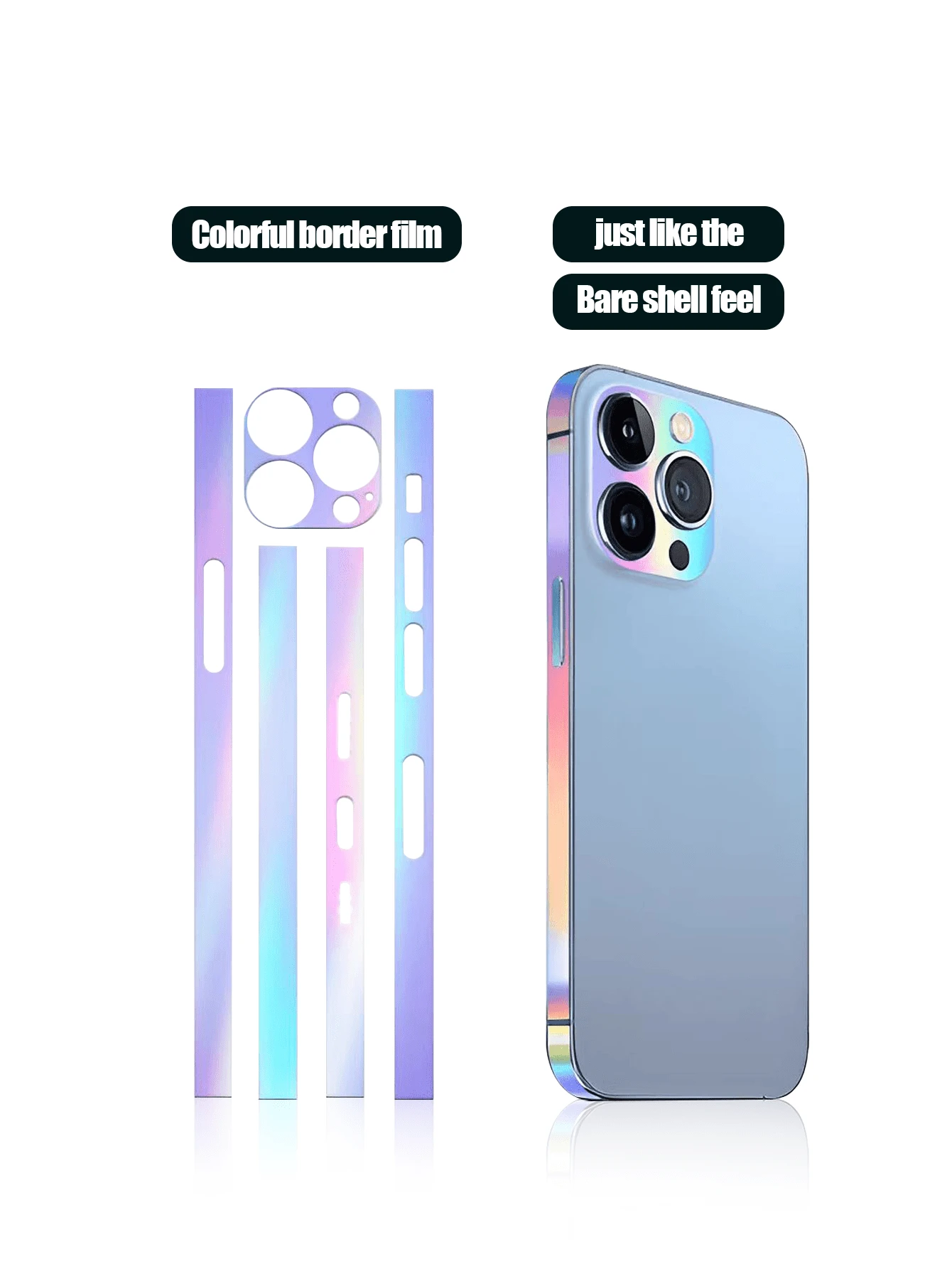 2pcs Colorful Night Light Mobile Phone Frame Protective Stickers And