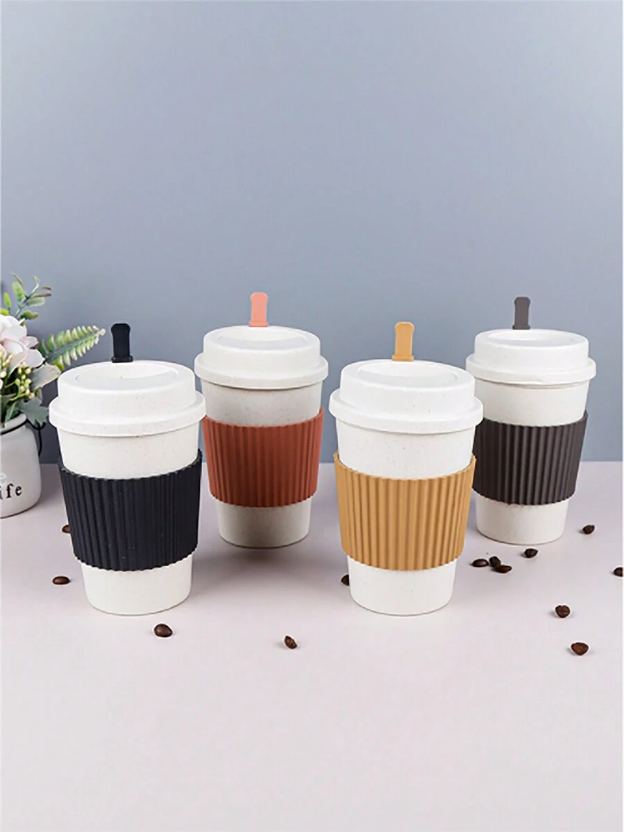 1pc Random Color Coffee Cup Wheat Straw Office Hot Drink Mug - Multicolor - View 1