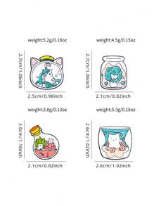 1 Miếng Dễ thương Mèo Ly Chai Thiết kế Men răng Kim băng Trâm cài , Thích hợp Đối với phụ nữ Mặc hàng ngày Quần áo Phụ kiện - Mèo và hoa - Xem 2