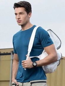 TECTOP 男士短袖圓領運動服 T 卹乾爽排汗跑步上衣健身房運動