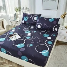Digital Printed Elastic Polyester Fitted Sheet Three-Piece Set (1 Mattress Cover And 2 Pillowcases) - Alien Space - View 4