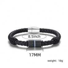 1 件歐美風格時尚碳纖維不鏽鋼男士手鍊,適合日常配戴 - 黑色 - 查看 8