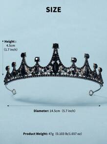 1 件经典设计合金和水钻新娘皇冠头带，适合女士，适合欧美风格婚礼派对作为伴娘和宾客装饰复古头饰万圣节 - 黑色 - 查看 7