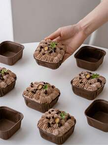 15入組加厚方形圓角慕斯雪紡紙杯蛋糕杯油漬蛋糕紙杯一次性杯子慕斯蛋糕高溫耐用烘焙防油紙托,防油耐高溫,適用於麵包、小食和蛋糕烘焙 - 彩色 - 查看 1