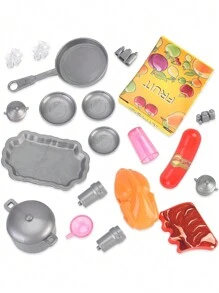Juego de cocina, mini cocina, refri, horno y utensilios de cocina de juguete para niñas y niños, con luces y sonido - Rosa - Ver 5