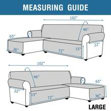 MIFXIN Sectional Couch Cover 1 Piece Reversible Waterproof L-Shaped Sofa Cover Chaise Lounge Couch Furniture Protector Slipcover For Pet Dogs Cats With Elastic Straps - trắng - Xem 8