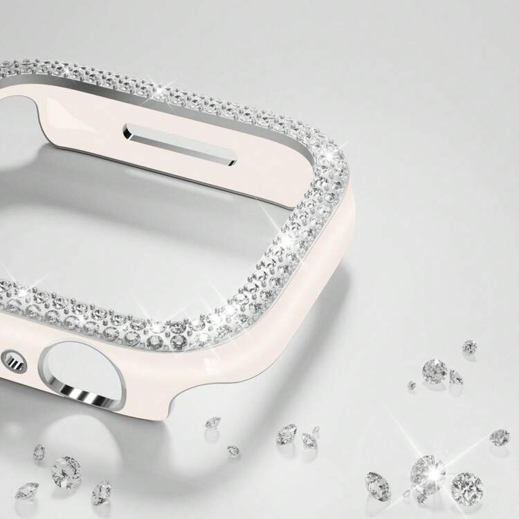 2個 シリコーンのウォッチバンド & ラインストーンデコレーション ウォッチケース Apple Watch対応 - シャンパン - 見る 3