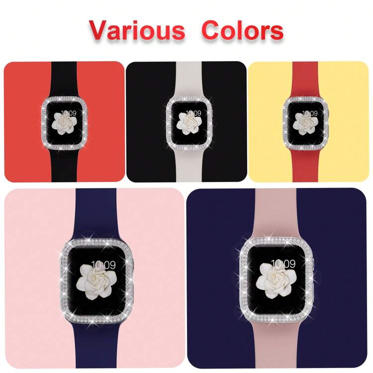 2個 シリコーンのウォッチバンド & ラインストーンデコレーション ウォッチケース Apple Watch対応 - シャンパン - 見る 5