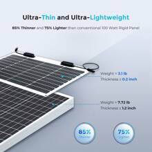Renogy Flexible Solar Panel 50 Watt 12 Volt Monocrystalline Semi-Flexible Bendable Mono Off-Grid Charger for Marine RV Cabin Van Car Uneven Surfaces,Black - 黑色 - 查看 3