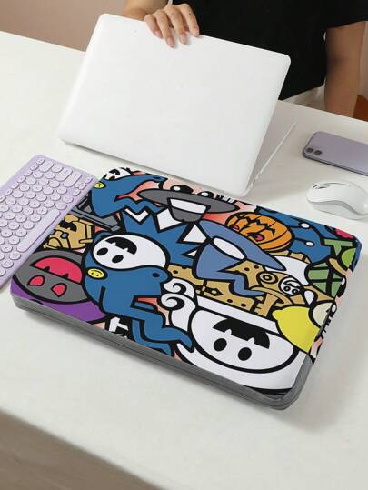 Laptopfodral med tecknat graffitimönster, laptopväska, laptopfodral, surfplatta, laptopfodral med dragkedja, datorväska, laptopväska för skola/företag/kontor, klassrumsväska, lärarväska