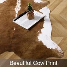 AROGAN Premium Faux Cowhide Rug 4.6 X 5.2 Feet, Durable And Large Size Cow Print Rugs, Suitable For Bedroom Living Room Western Decor,  Animal Cow Hide Carpet