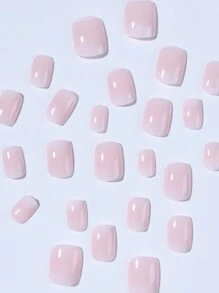 Conjunto de 24 uñas postizas de forma ovalada corta en degradado blanco, incluye 1 bote de gelatina adhesiva y 1 lima de uñas, para decoración de uñas para mujeres y niñas uñas falsas uña falsa uña acrílica