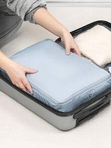 1 件羽絨外套壓縮收納袋,衣服行李包裝收納袋,可堆疊收納盒手提包,用於整理臥室、衣櫃、家居和帶蓋儲物容器,灰色 - 淺灰色 - 查看 6