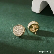 1 Pair Of Exquisite And High-end Diamond Stud Earrings Inlaid With Super Sparkling Diamonds, Suitable For Women To Wear For Daily Gatherings And Outdoor Vacations - Gold - View 5