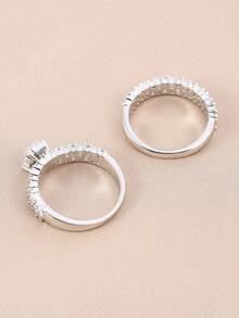 1 對小方形女戒指,設計精緻優雅,適合宴會和派對 - 戒指套裝 - 查看 6